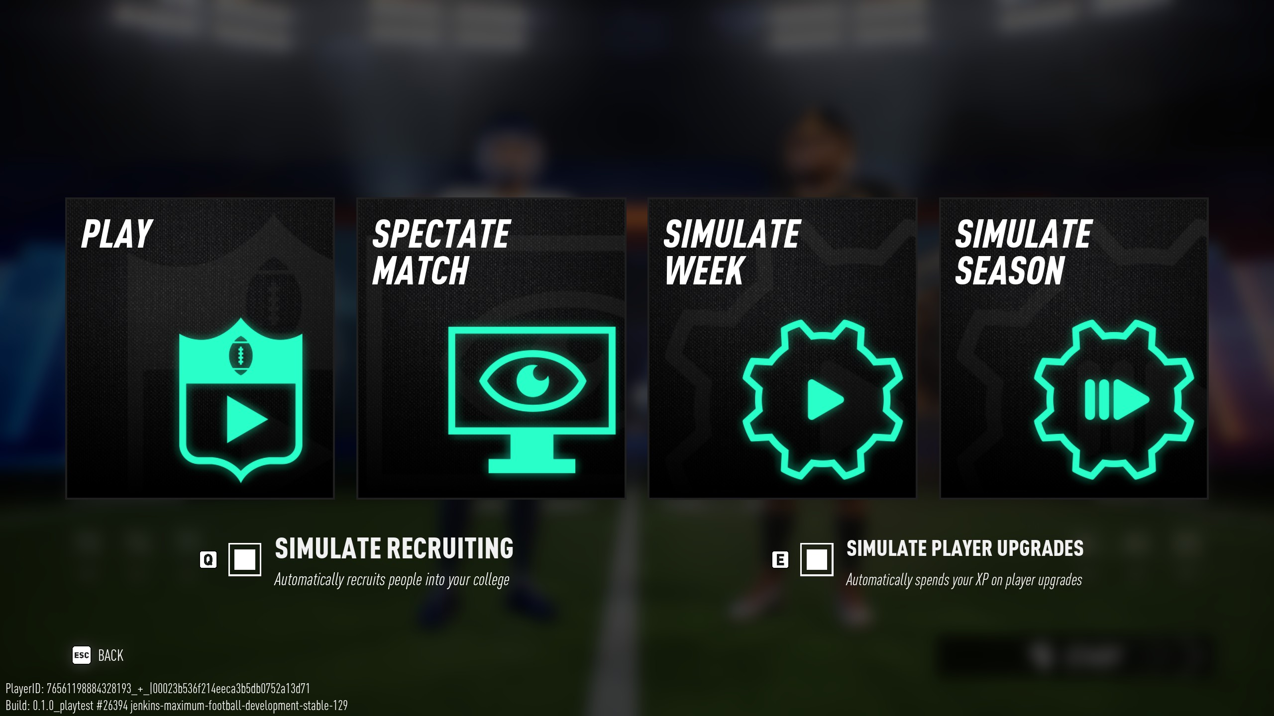 Weekly menu options in Maximum Football